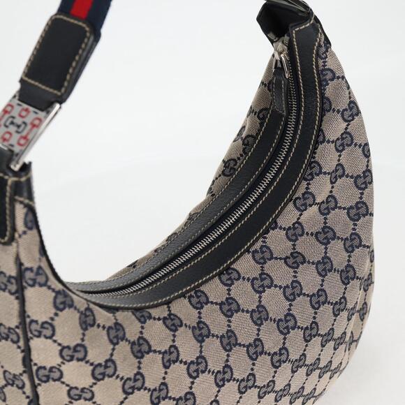 GUCCI GG Canvas Sherry Line Shoulder Bag Navy Beige Red - Picture 6 of 16